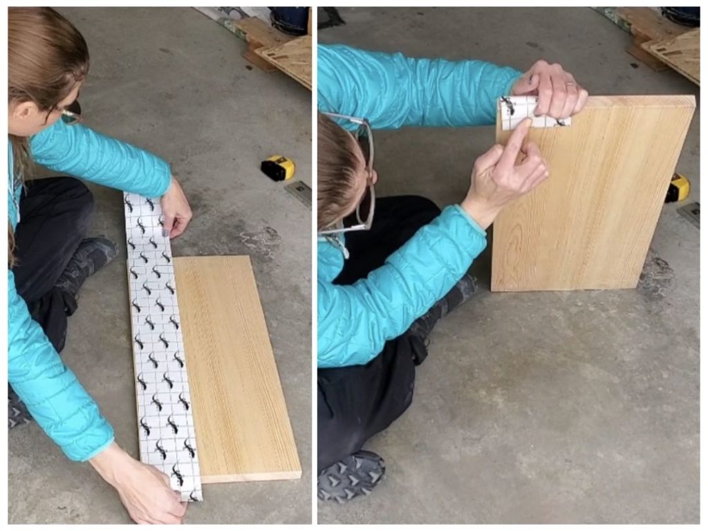 Applying grip tape to a sitting platform