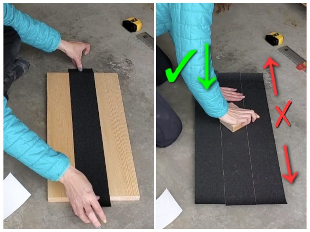 Attaching grip tape to a sitting platform